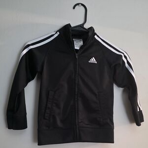 Adidas Black Track Jacket with White Stripes